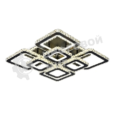 Управляемый светодиодный светильник Ambrella light FA1738/4+4 BK/CH черный/хром 215W 3000K/4200K/6400K 720*720*120 (ПДУ РАДИО 2.4G)