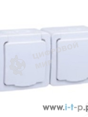 Розетка двухместная с з/к с крышкой для открытой установки РСб22-3-ГПБб IP54 серия 