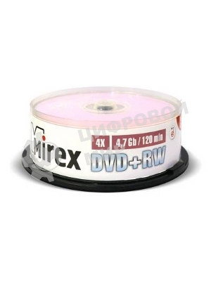 Диск DVD+RW Mirex 4.7 Gb, 4x, Cake Box (10), (10/300)