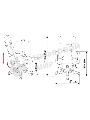 Кресло Бюрократ T-9908/WALNUT черный, кожа