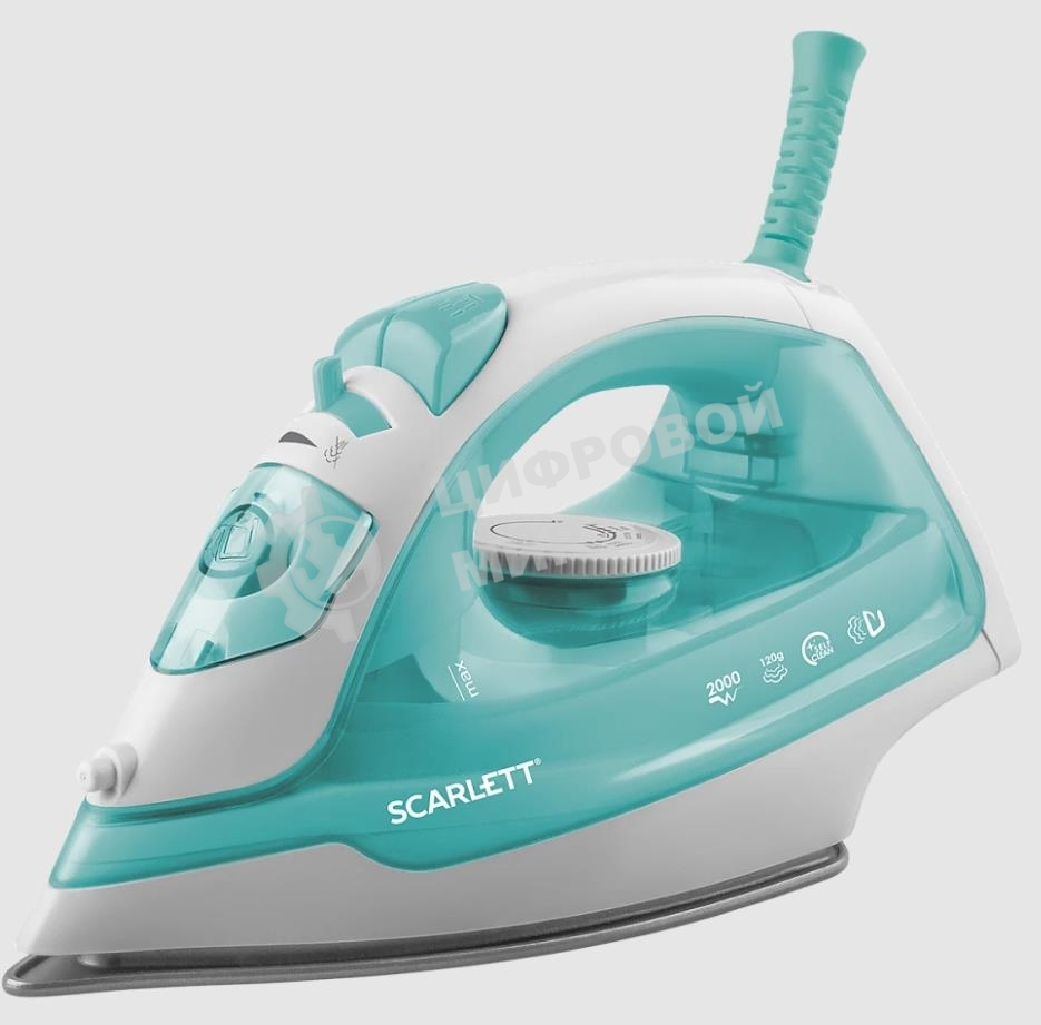 Утюг Scarlett SC-SI30P11 (мятный) Мощность, Вт: 2000; Световой индикатор работы: Да; Регулируемый пар до г/мин: 40; Паровой удар до г/мин: 120; Резервуар для воды, мл: 180; Функция разбрызгивания воды: Да; Терморегулятор: Да; Вертикальное отпаривание: Да;