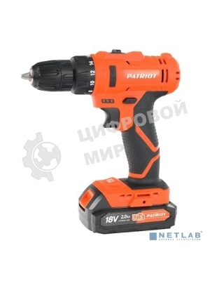 Дрель-шуруповерт Patriot BR 187UES, 18 В, 2 Ач, 25 Нм, щеточный