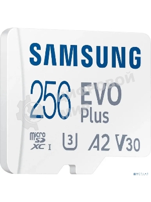 Флеш карта microSDXC 256Gb Samsung EVO Plus Class 10, A2, V30, UHS-I (U3), W 90 МБ/с, R 160 МБ/с, MB-MC256SA/KR адаптер на SD