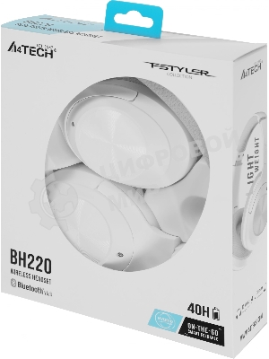 Беспроводные наушники A4Tech Bloody BH220 белый, полноформатные, Bluetooth, до 80 ч