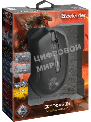 Мышь проводная Defender Sky Dragon GM-090L черный, 3200 dpi, USB, кнопки - 6