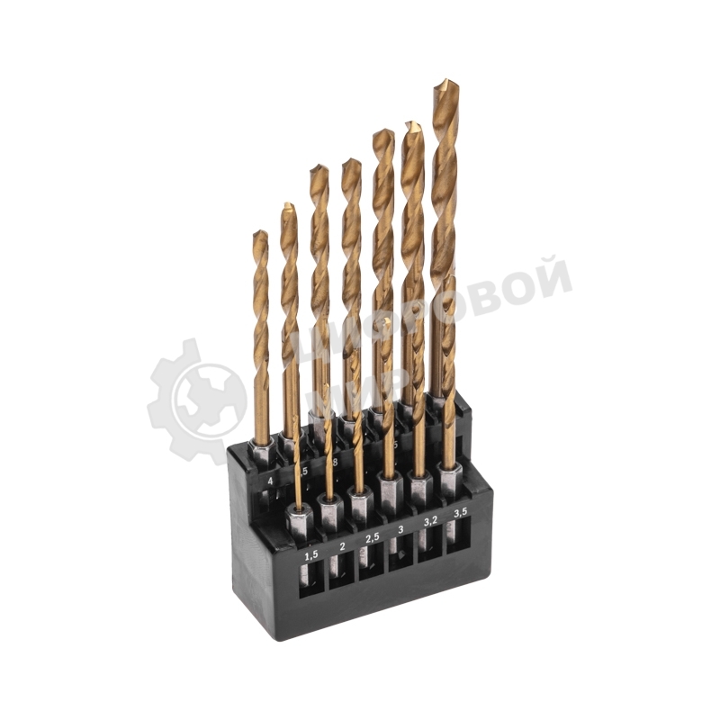 Набор сверл по металлу Kranz 1,5-6,5мм (через 0,5мм, 3,2мм, 4,8мм), HSS, ТИТАН, шестигранный хвостовик, 13 шт.