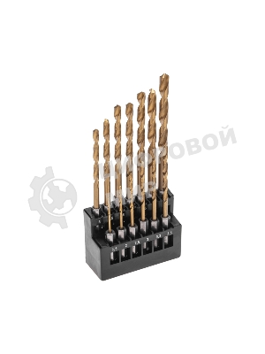 Набор сверл по металлу Kranz 1,5-6,5мм (через 0,5мм, 3,2мм, 4,8мм), HSS, ТИТАН, шестигранный хвостовик, 13 шт.