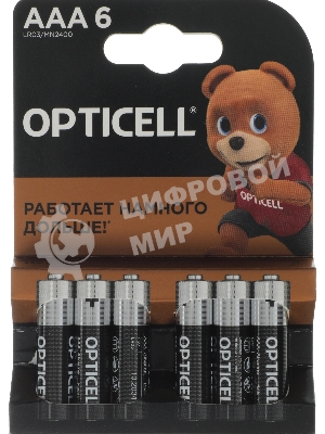 Элемент питания алкалиновый AAA/LR03 (блист. 6шт) Basic Opticell 5051007