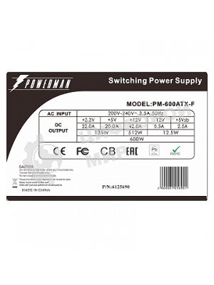 Блок питания Inwin/Powerman PM-600ATX-F, 600Вт, 120мм, серый