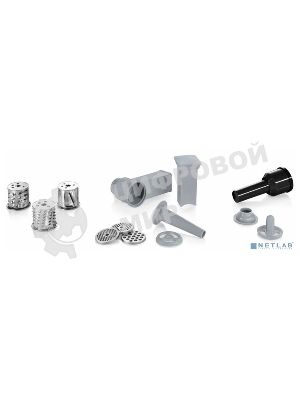 Мясорубка электрическая Bosch MFW68640 черный, 2200 Вт, 4.3 кг/мин, реверс, металлический лоток, насадки - 5