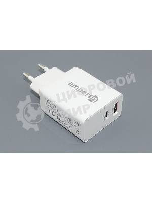 Блок питания (сетевой адаптер) Amperin USB-A, USB-C (YDS-TC045-011PK) 45W, белый