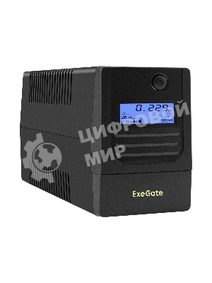 Источник бесперебойного питания ExeGate Smart LB-800.LCD.AVR.2SH.USB (800VA/480W, LCD, AVR, 2*Schuko, USB, батарея 12V 9Ah, Black)