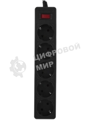 Сетевой фильтр Smartbuy SBSP-50-K One, 10А, 2 200 Вт, 5 розеток, длина 5,0 м, черный (SBSP-50-K)/35