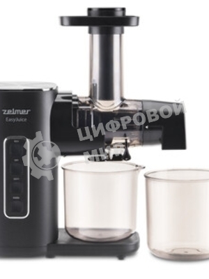 Соковыжималка Zelmer ZJP3900 чёрный/серебристый, шнековая горизонтальная, 150 Вт, 500 мл, электронное, реверс