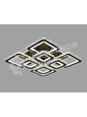 Управляемый светодиодный светильник Ambrella light FA1738/4+4 BK/CH черный/хром 215W 3000K/4200K/6400K 720*720*120 (ПДУ РАДИО 2.4G)