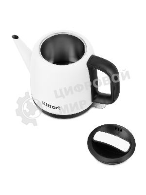 Чайник электрический Kitfort KT-6112 1 л, 1630 Вт, белый/черный (корпус: нержавеющая сталь)