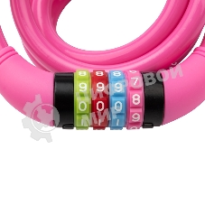 Тросовый кодовый замок взломостойкий для велосипедов и колясок Четыре сезона 150 см розовый 79-0214