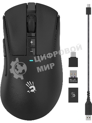 Мышь беспроводная/проводная A4Tech Bloody R73 Pro черный, 26000 dpi, USB Type-A, радиоканал, кнопки - 7