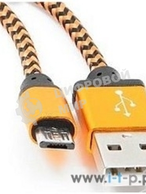 Кабель Gembird USB 2.0 Cablexpert AM/microBM 5P, 1м, нейлоновая оплетка, алюминиевые разъемы, оранжевый, пакет
