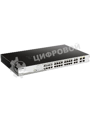 Коммутатор D-Link DGS-1210-28P/FL1A, L2 Managed Switch with 24 10/100/1000Base-T ports and 4 100/1000Base-T/SFP combo-ports (24 PoE ports 802.3af/802.3at (30 W), PoE Budget 193 W).8K Mac address, 802.3x Flow Co