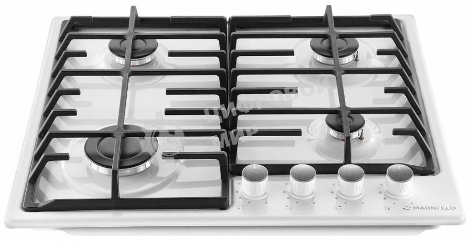 Газовая варочная панель Maunfeld EGHE.64.6CW/G, 4 конфорки, эмалированная сталь, белый