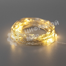 Гирлянда Neon-night Роса 10м, 100 LED, теплый белый, IP44, на батарейках 3хАА, с пультом 8 режимов