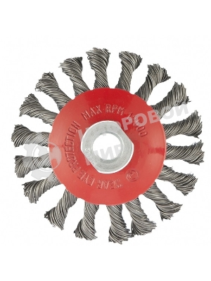 Щетка Matrix для УШМ, 100 мм, М14, Тарелка, крученая проволока 0,5 мм