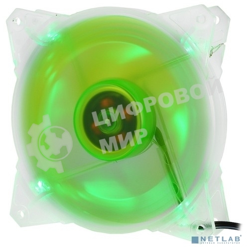 Вентилятор для корпуса Crown CMCF-12025S-1212 прозрачный/зеленый, 120 мм, 1650 об/мин, 28 дБ, 3 pin