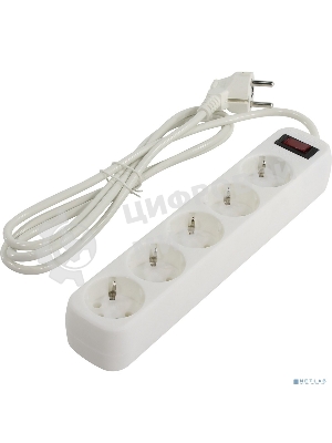 Сетевой фильтр Smartbuy SBSP-18-W Smartbuy One, 10А, 2 200 Вт, 5 розеток, длина 1,8 м, белый (SBSP-18-W)/45
