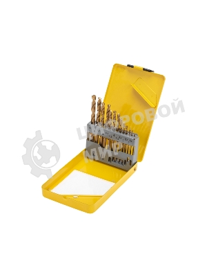 Набор сверл по металлу, 1,5-6,5мм (через 0,5мм, 3,2мм, 4,8мм), НSS, ТИТАН, цилиндрический хвостовик, металлический кейс, 13 шт. Kranz