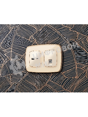 Комплект механизма компьютерной розетки RJ-45 экранированной с автоматической защитной шторкой OMEGA Бежевый глянец QUANT (OP3120, VM185) MO312005