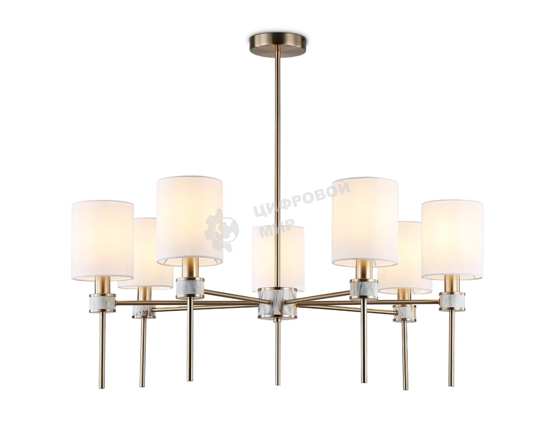 Люстра Ambrella light LH72373/7 DBS/WH темная латунь/белый E14/7 max 40W D840*720