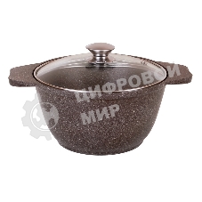 Кастрюля Kukmara 3 л со стеклянной крышкой АП (кофейный мрамор) КМК32а