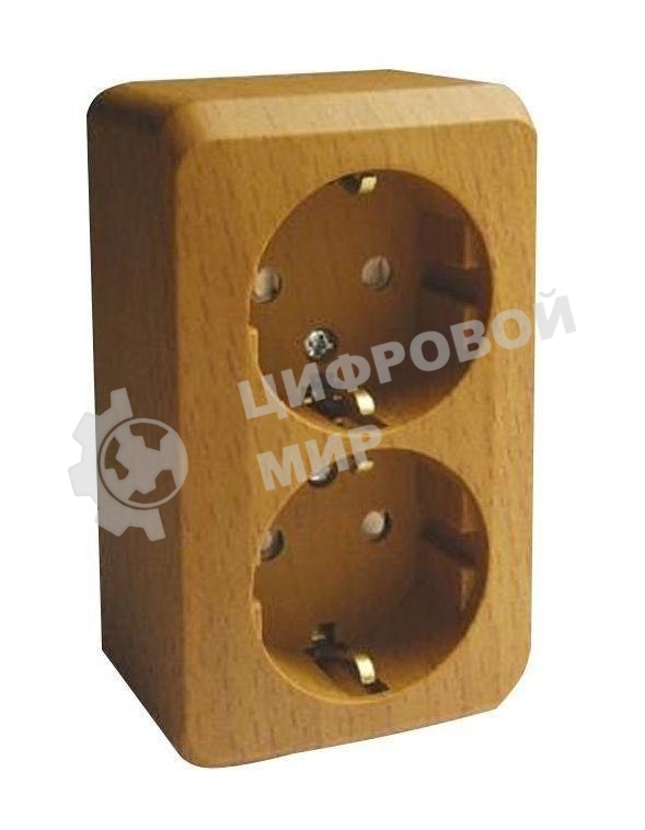 Розетка 2-м ОП Этюд Дача 16А защ. шторки с заземл. бук SchE PA16-008T