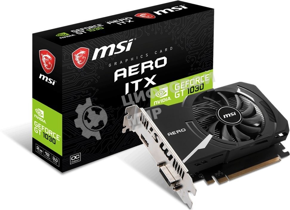 Видеокарта MSI PCIE16 GT1030 2GB GDDR4 GT 1030 AERO ITX 2GD4 OC