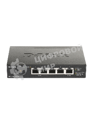 Коммутатор D-Link DGS-1100-05PDV2/A1A, L2 Smart Switch with 4 10/100/1000Base-T ports and 1 10/100/1000Base-T PD port(2 PoE ports 802.3af (15,4 W), PoE Budget 18W from 802.3at/8W from 802.3af).2K Mac address,