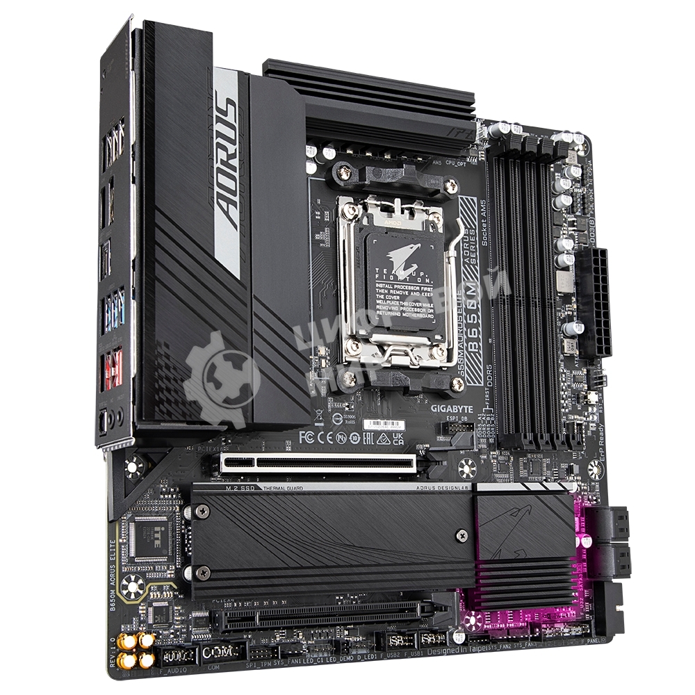 Материнская плата Gigabyte B650M AORUS ELITE, Socket AM5, AMD B650, 4xDDR5, 4xSATA, 2xM.2, 1xPCI-E 4.0 x16, 1xPCI-E 4.0 x4, 1xHDMI, 1xDP, 1x 2.5Gb LAN, 5xUSB-A 3.2 Gen 1, 2xUSB-A 3.2 Gen 2, 4xUSB-A 2.0, 1xUSB-C 3.2 Gen 2, 2x3.5 мм, 7.1, Micro-ATX