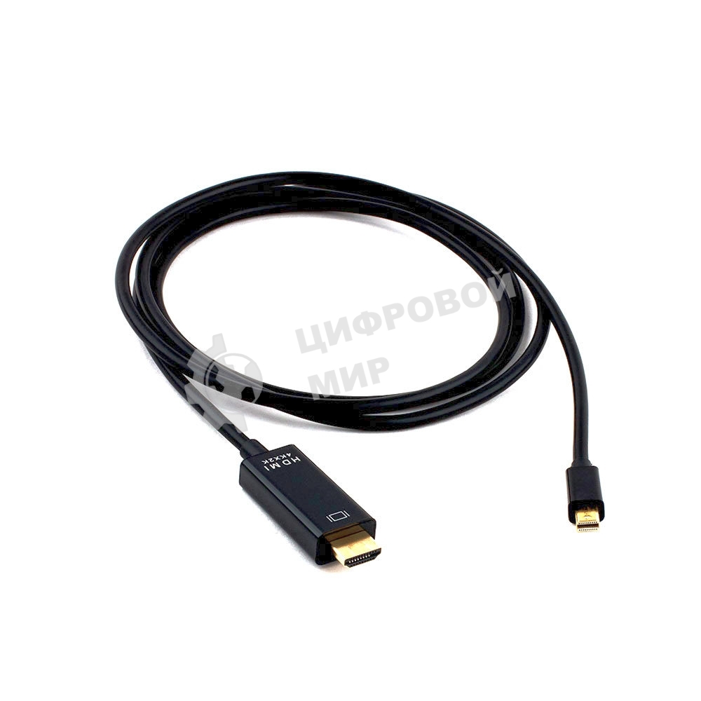 Кабель Cablexpert mDP-HDMI, 20M/19M, 1.8м, черный, позол.разъемы, пакет (CC-mDP-HDMI-6)