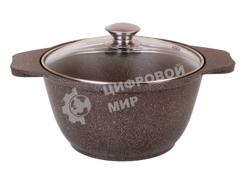 Кастрюля Kukmara 4 л со стеклянной крышкой АП (кофейный мрамор) КМК42а