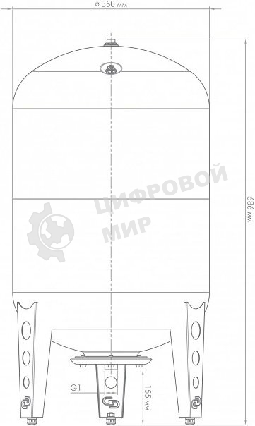 Гидроаккумулятор вертикальный ВП 50 к, комбинированный фланец