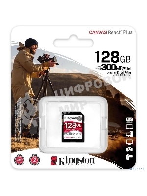 Флеш карта Kingston 128Gb Canvas React Plus SDXC UHS-II 300R/260W U3 V90
