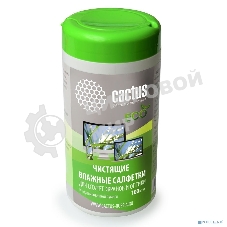 Салфетки Cactus CS-1001PE для экранов и оптики туба 100 шт влажных