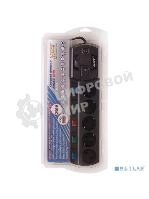Сетевой фильтр Most EHV 2м, 5 розеток, черный, коробка
