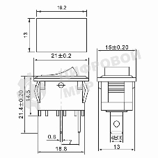 Выключатель клавишный Rexant 250V 6А (2с) ON-OFF красный Mini (RWB-201, SC-768)