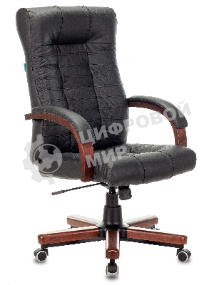 Кресло Бюрократ KB-10WALNUT/B/LEATH черный, кожа