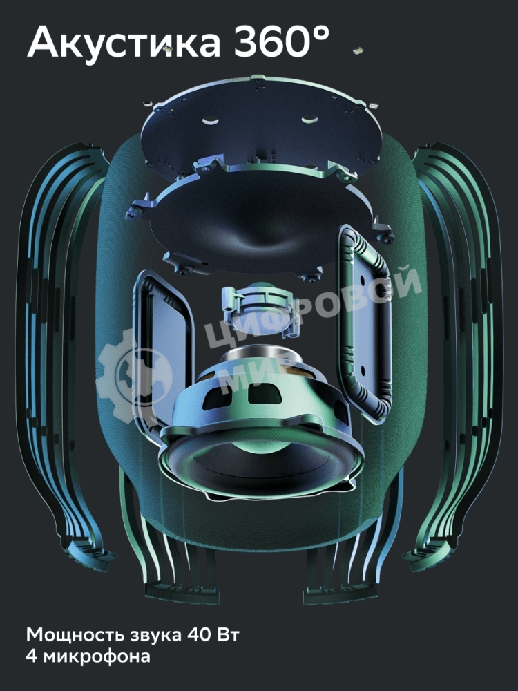 Умная колонка SBER Boom SBDV-00090, 40Вт, с голосовым ассистентом Салют, черный (SBDV-00090a)