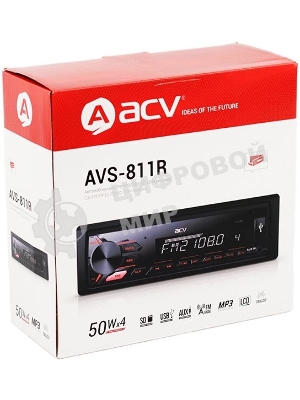 Автомагнитола ACV AVS-811R, 1 DIN, USB Type-A, AUX, съёмная панель