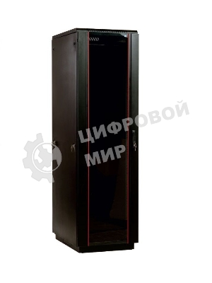 Шкаф телекоммуникационный напольный 42U (800x800) дверь стекло, черный
