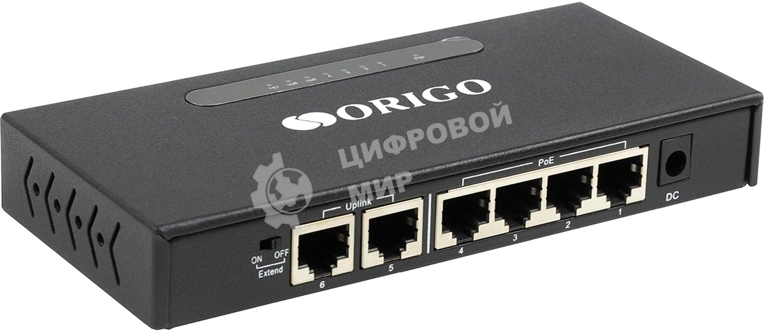 Коммутатор неуправляемый PoE ORIGO OS1206P/60W/A1A 4x100Base-TX PoE+, 2x100Base-TX, PoE-бюджет 60 Вт, корпус металл