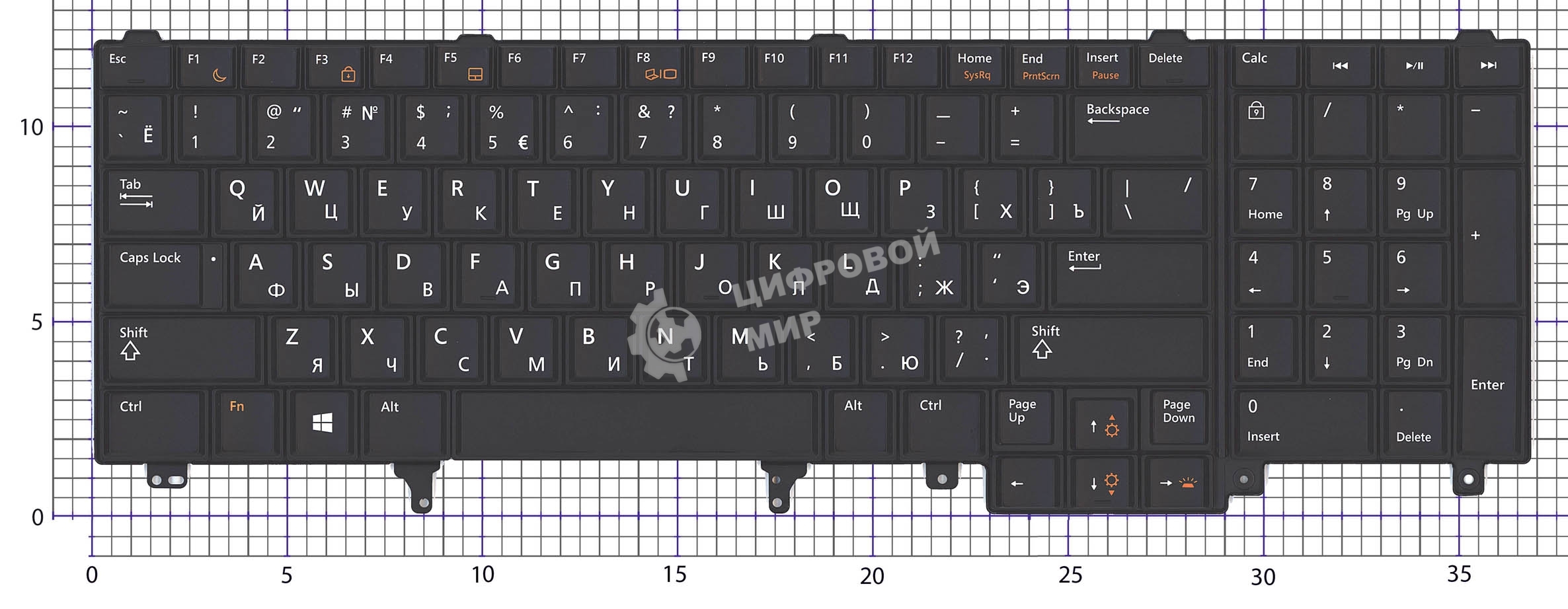 Клавиатура для ноутбука Dell Latitude E6520 E6530 E6540 черная с подсветкой